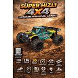 Wair Teknoloji 1:16 Rc Araba 36 Km/h Hızlı 4x4 Uzaktan Kumandalı Off Road Drift Araç Şarjlı 2.4ghz - Sarı - Yeşil