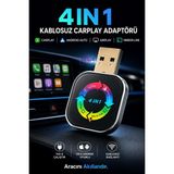 Wair Teknoloji 4 In 1 Kablosuz Carplay Android Auto Airplay Mirror Link Adaptörü USB Tak Çalıştır Ios Android Uyumlu - Siyah