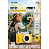 Wair Teknoloji 4K Çantalı Dijital Retro Video Kamera 48MP 16X Zoom Işıklı Lens 2.4" Döner Ekran 32GB Hafıza Kartlı Fotoğraf Makinesi Pembe - Sarı