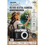 Wair Teknoloji 4K Çantalı Dijital Retro Video Kamera 48MP 16X Zoom Işıklı Lens 2.4" Döner Ekran 32GB Hafıza Kartlı Fotoğraf Makinesi Pembe - Siyah