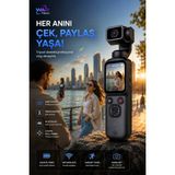 Wair Teknoloji 4K Ultra Hd Vlog Kamera 75MP Wifi Yapay Zeka Yüz Takipli 330° Gimbal Dokunmatik Ekranlı Kamera + 64GB Hafıza Kartı Hediyeli - Siyah