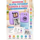 Wair Teknoloji Dijital Fotoğraf Makineleri Çocuk Termal Resim Baskılı Yazıcı Kamera Video Makinesi - Mor