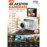 Wair Teknoloji Mini 4K Wifi Aksiyon Kamerası Açılabilir Selfie Ekranı Manyetik Şarj Kutulu Vlog Kamerası - Beyaz