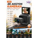 Wair Teknoloji Mini 4K Wifi Aksiyon Kamerası Açılabilir Selfie Ekranı Manyetik Şarj Kutulu Vlog Kamerası - Siyah