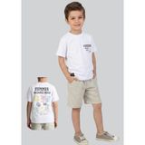 Waka Waka Kids Store Beyaz "summer Mood" Baskılı Tişört & Bej Çizgili Şort Erkek Çocuk Ikili Takım - 5 - 6 Yaş - Çok Renkli