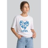 Waka Waka Kids Store Kız Çocuk Beyaz "all We Need Is Love" Kalp Desenli Kısa Kollu Tişört - Çok Renkli