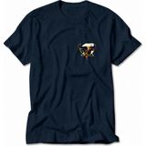 Wakha Erkek Boğa Burcu Modern Geometrik Tasarım Baskılı Tişört - Lacivert - 5XL