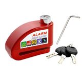 Wakuato Hırsızlığa Karşı Disk Fren Kilidi Su Geçirmez Motosiklet Alarmı Ses 6 mm Pin Fren Diski Tekerlek Güvenlik Kilidi Motosiklet Bisiklet Scooter için (Kırmızı)