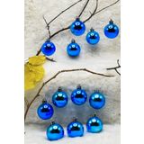 Waldern 4 cm 12li Mavi Cici Top 6 Parlak-6 Metalize Yılbaşı Ağacı Süs