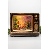 Waldern Dekoratif Nostalji Tv Kar Küresi Çam Ağacı Yılbaşı Süsü 20*25 Cm