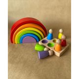 Waldorf 6 Parçalı Gökkuşağı, 6 Lı Peg Bebek Tabla Seti Pastel Renk Eşleştirme - Renkli