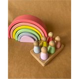 Waldorf 6 Parçalı Gökkuşağı, 6 Lı Peg Bebek Tabla Seti Pastel Renk Eşleştirme