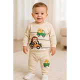 Walentia Bebek Pijama Alt Üst Takım - Ekru - 6 Ay