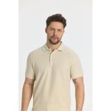 Walfer Erkek Açık Bej Likralı Pamuk Karışımlı Yaka Detaylı Slim Fit Kıvrılmaz Polo Yaka T-Shirt Krem XL