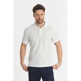 Walfer Erkek Ekru Likralı Pamuk Karışımlı Yaka Detaylı Slim Fit Kıvrılmaz Yaka Polo Yaka Tişört