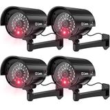 WALI Bullet Dummy Sahte Gözetim Güvenlik CCTV Dome Kamera İç Mekan Dış Mekan 1 Yanıp Sönen LED Işık ve Güvenlik Uyarısı Çıkartma Çıkartmaları (Wl-B1-4), Siyah, 4'lü Paket
