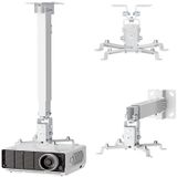 WALI Projektör Tavanı veya Duvara Monte, LCD/DLP Projektörleri için Uzatma Kutuplu Evrensel Yüksekliği Ayarlanabilir Montaj Tutucu, 20 kg'a kadar (PM-003-W) Taşır, Beyaz