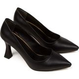 Walk Women Walk Siyah Cilt Stiletto Kadın Ayakkabı Orta Topuklu Konforlu Tasarım ile Şıklık Sunar