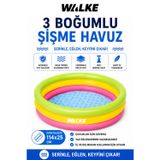 Walke 114 x 25 cm 3 Boğumlu Şişme Çocuk Havuzu Dayanıklı Bahçe ve Balkon Havuzu 14103