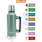 Walke 2 Litre Paslanmaz Çelik Termos Asker Yeşili Taşıma Sapı ile Sıcak ve Soğuk Tutma - 2 lt