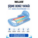 Walke Aqua Lounge Mavi Şişme Deniz Yatağı Sırt Destekli Havuz ve Deniz Şezlongu 13102 Mavi