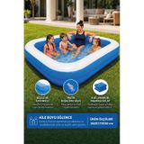 Walke Şişme Aile Havuzu 262x175x51 Cm Büyük Boy Dikdörtgen Bahçe Havuzu 14107 Mavi