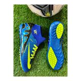 Walked Boğaz Çorap Bilekli Erkek Çocuk Dişsiz Çivisiz Mavi Halı Saha Krampon Futbol Spor Ayakkabı