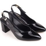 Walkenzo 066 Kadın 7 cm Topuklu Ayakkabı Siyah Rugan
