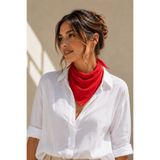 Walkenzo %100 Pamuk Bayrak Kırmızısı Unisex Kare Fular Çok Amaçlı Bandana Boyun Fuları - 52x52 Cm