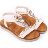 Walkenzo 361 Kadın Günlük Anatomik Rahat Taban Sandalet - Krem
