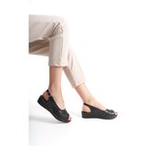 Walkenzo 4567 Kadın Ortopedik Günlük Sandalet - Siyah
