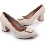 Walkenzo 904-2 Kadın 6 cm Kare Topuklu Ayakkabı - Bej