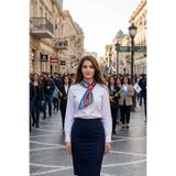 Walkenzo Azerbaycan Bayrağı Temalı Özel Tasarım Kravat Formlu Kadın Fular