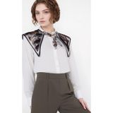 Walkenzo Damgalı Leopar Desenli Bağlamalı Modern Kadın Omuz Şalı