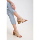 Walkenzo FRZN-2892 Kadın 7 cm Topuklu Yazlık Ayakkabı - Nut