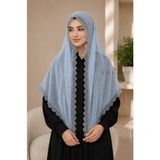 Walkenzo Iğne Oyası El Işçiliği Gibi Mevlüt Örtüsü | Çeyizlik Namaz Başörtüsü Şal 70X150 cm - Mavi