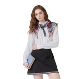 Walkenzo Tavus Kuşu Motifli Şık Kadın Omuz Şalı |Yakalık Fular Çok Renkli