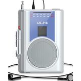 Walkman AM FM kompakt kaset çalar ve büyük hoparlörlü kulaklık konektörü, DC veya AA pil ile çalışan