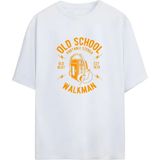 Walkman Tasarımlı Unisex Oversize T-Shirt - Beyaz