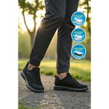 Walkway Elvara Siyah Fileli Hafif Esnek Hava Alabilen Erkek Spor Ayakkabı - 0 - Siyah