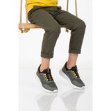 Walkway Haki Sarı Fileli Hafif Esnek Unisex Çocuk Spor Ayakkabı Motano F - Haki - Sarı