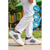 Walkway Lafonten 752 F Beyaz-Lacivert Cırtlı Erkek Çocuk Spor Ayakkabı