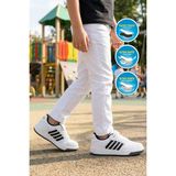 Walkway Lafonten 752 F Beyaz-Siyah Cırtlı Erkek Çocuk Spor Ayakkabı - Beyaz - Siyah