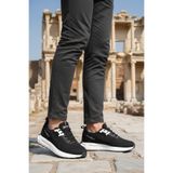 Walkway Siyah Beyaz Fileli Hafif Esnek Hafızalı Taban Erkek Spor Ayakkabı Bst-654 M