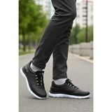 Walkway Siyah-Beyaz Hafif Erkek Spor Ayakkabı Flexible Pu M