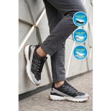 Walkway Siyah-Beyaz Hafif Esnek Rahat Kaymaz Tabanlı Bağcıklı Erkek Spor Ayakkabı Sneaker Upp Sala