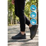 Walkway Siyah Büyük Numara Bağcıklı Erkek Yürüyüş ve Spor Ayakkabı Sneaker 158