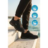 Walkway Siyah Erkek Büyük Numara Fileli Hafif Yürüyüş ve Spor Ayakkabı 020