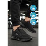 Walkway Siyah Fileli Hafif Esnek Rahat Tabanlı Erkek Yürüyüş ve Spor Ayakkabı 020