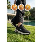 Walkway Siyah Hafızalı Taban Hafif Esnek Unisex Spor Ayakkabı Muveon G - 00Siyah-Beyaz
